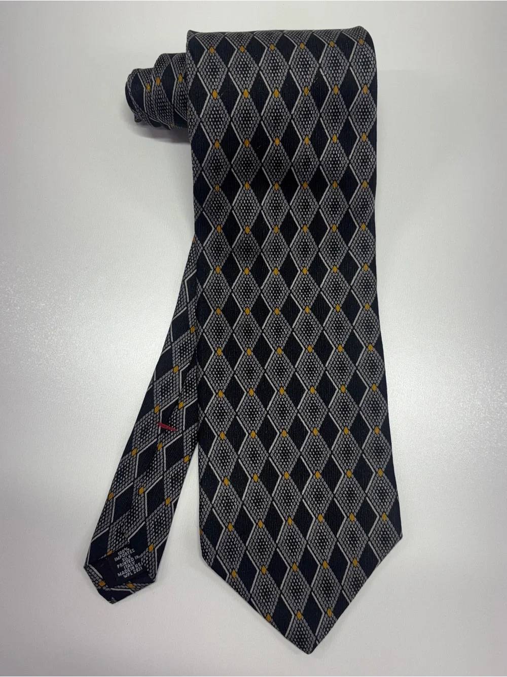 Vintage 90s Louis Feraud Silk Geometric Wide Tie Made in USA
